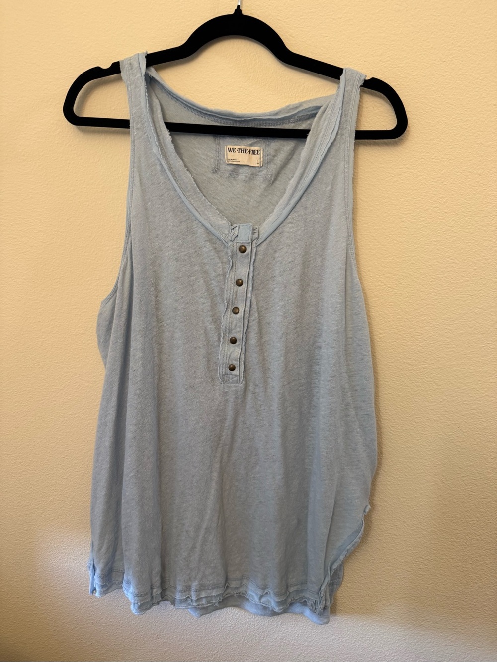 Free People Light Blue Henley Tank